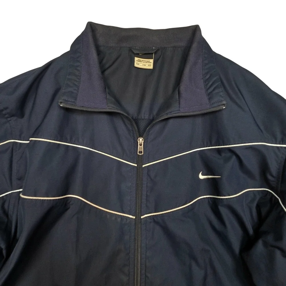 Nike Full Zip Culture Chevron Windbreaker Jacket Black White Men's Size XXL